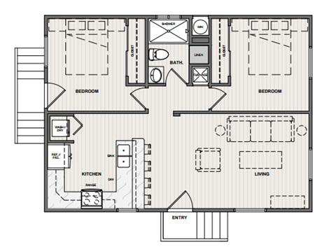 a floor plan of a small apartment with a bedroom and a living room